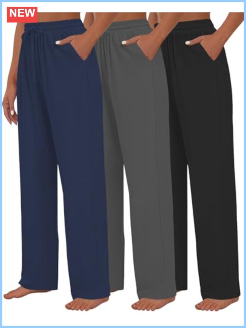 Wide Leg Yoga Sweatpants Drawstring Lounge Joggers with Pockets